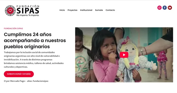 Captura del sitio web de FUNDACIÓN SIPAS
